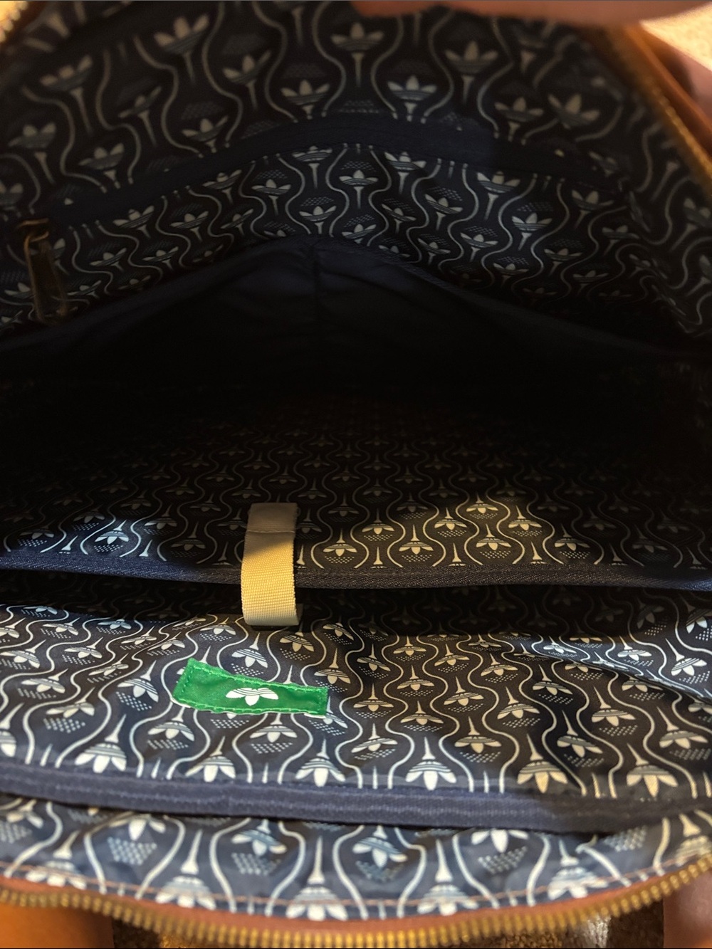 adidas leather navy Duffel Bag with Pink Logo and Brown Handles - Picture 6 of 7